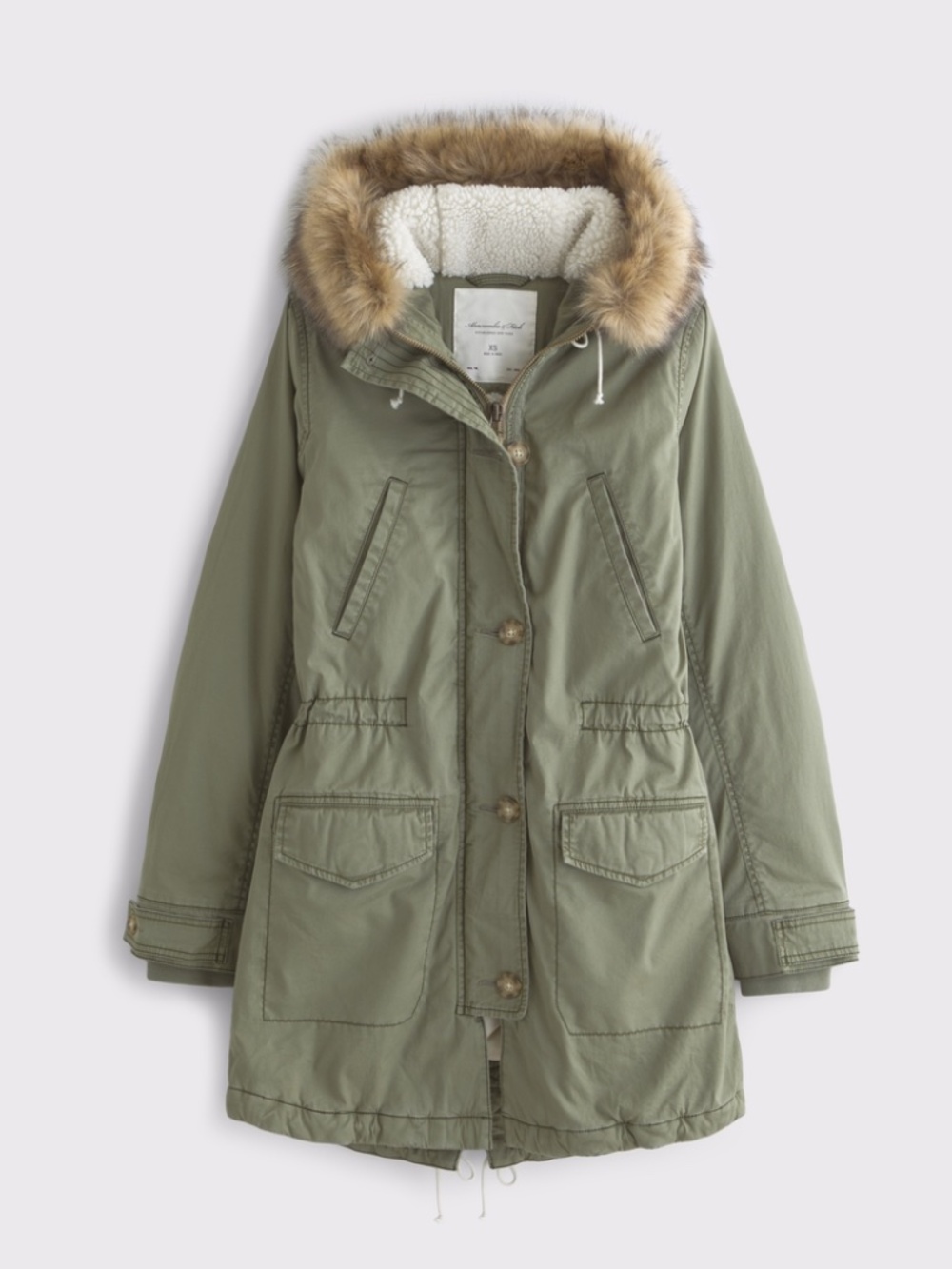 Olive Fleece Lined Parker Jacket
